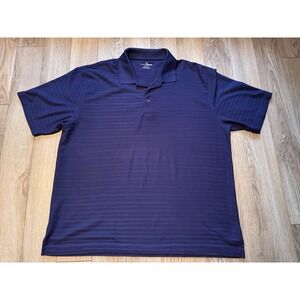 Grand Slam Golf Mens XXL Navy Blue Textured Stripe Short‎ Sleeve Polo Shirt